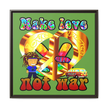love peace - framed canvas art (green)