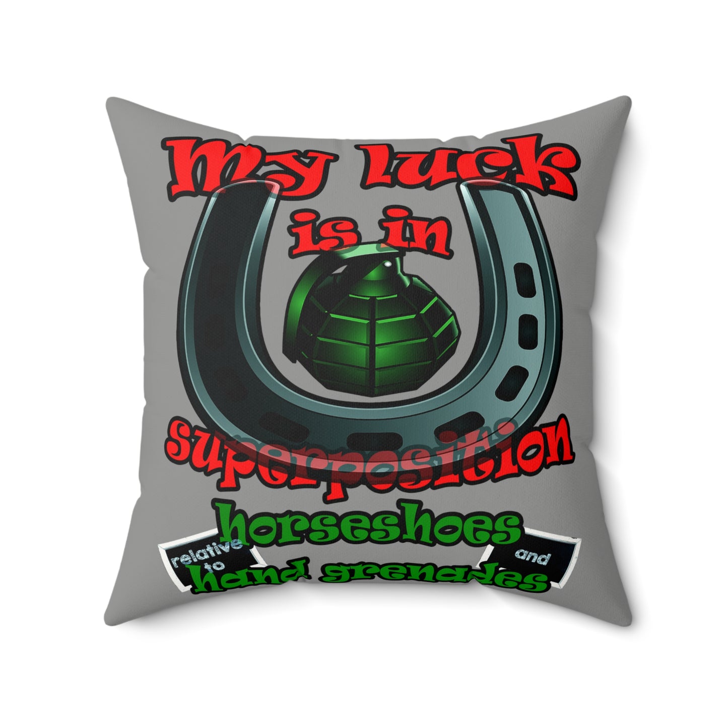 my luck - Faux Suede Square Pillow - (grey)