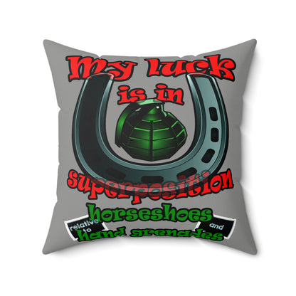 my luck - Faux Suede Square Pillow - (grey)