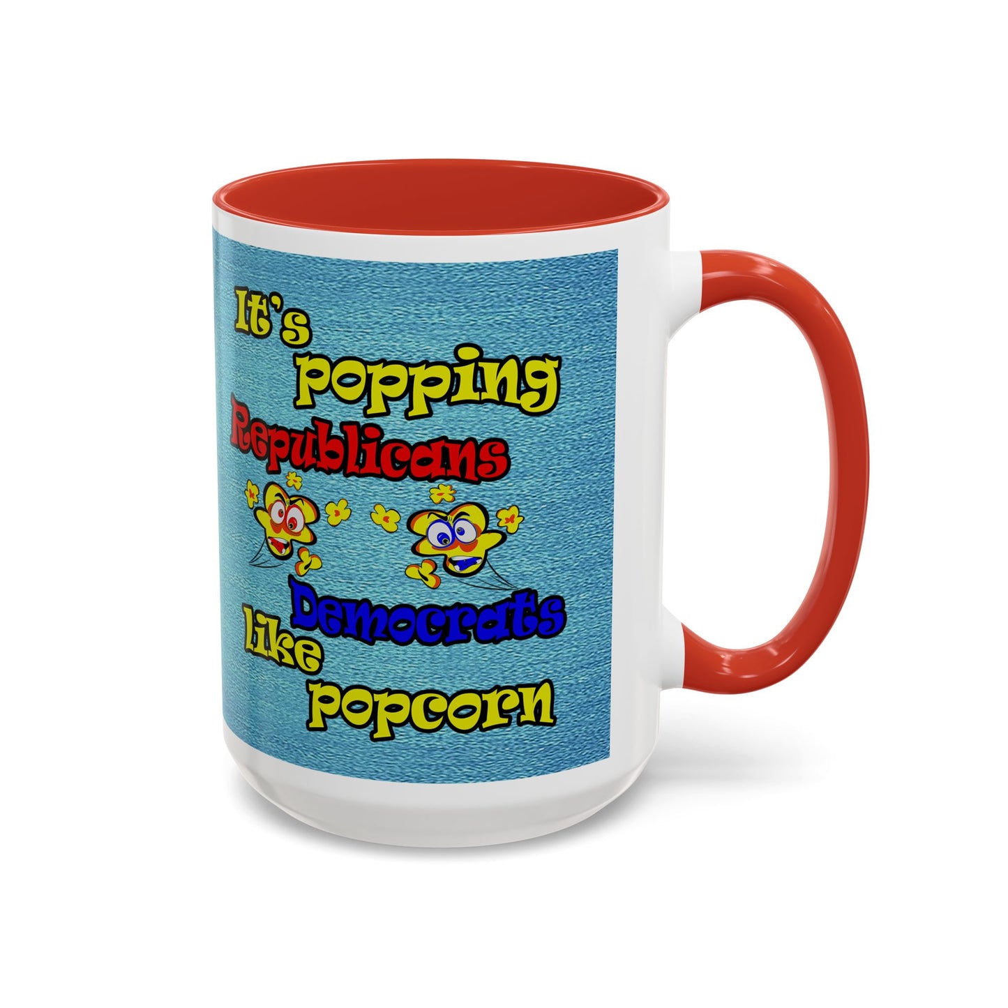 popping like popcorn - Accent Mug (faded dark blue)