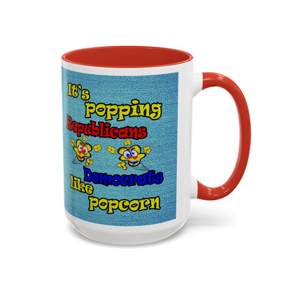 popping like popcorn - Accent Mug (faded dark blue)