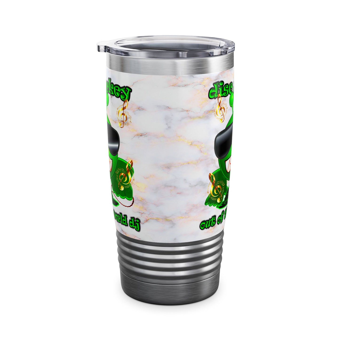 disc jockey - Ringneck Tumbler, 20oz (white marble)