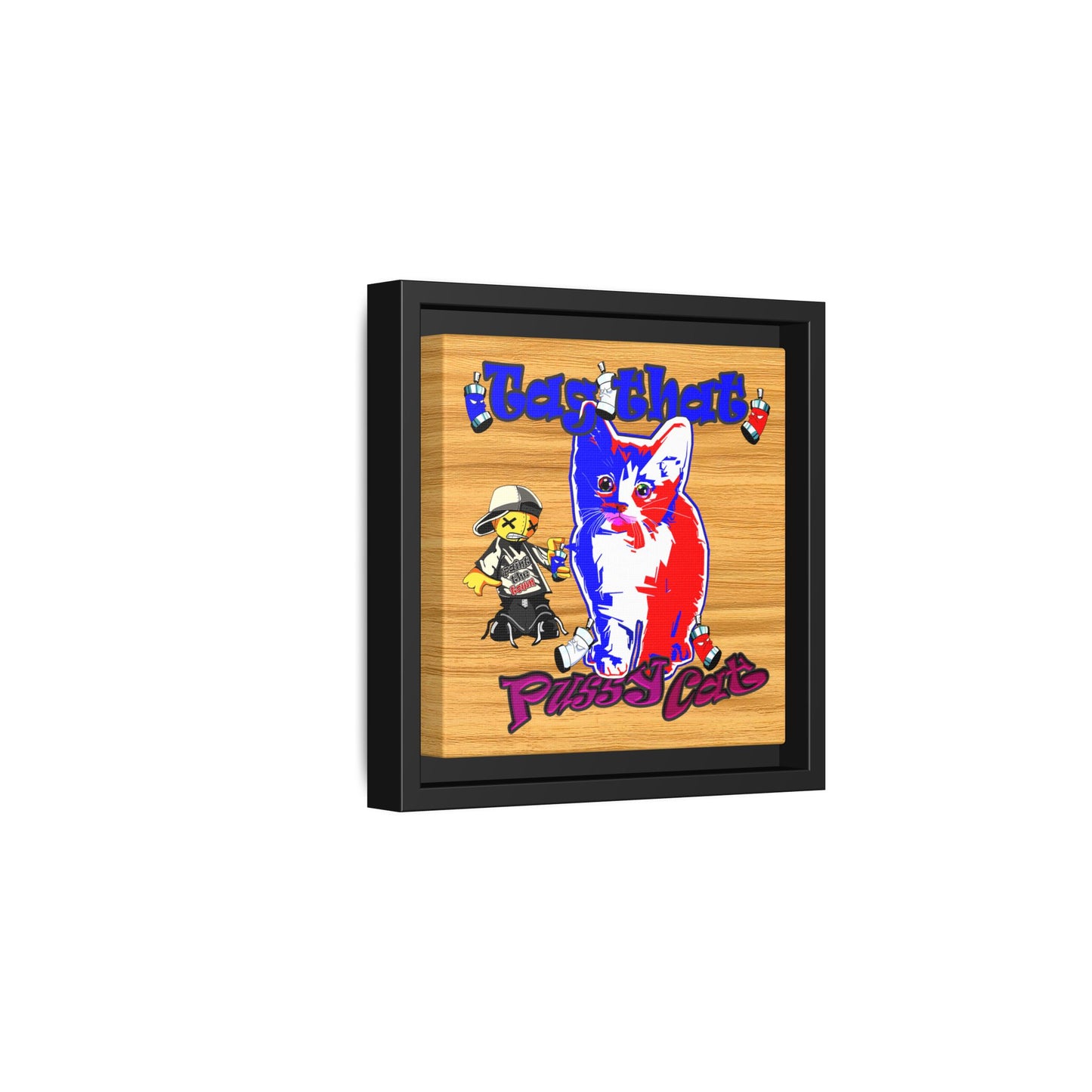 tag that - framed canvas art (butterscotch wood finish)