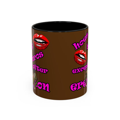 hoes b4 bros - Accent Mug (brown)