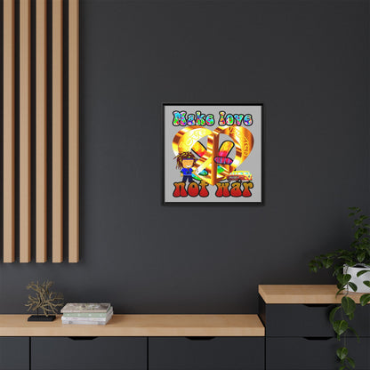 love peace - framed canvas art (light grey)