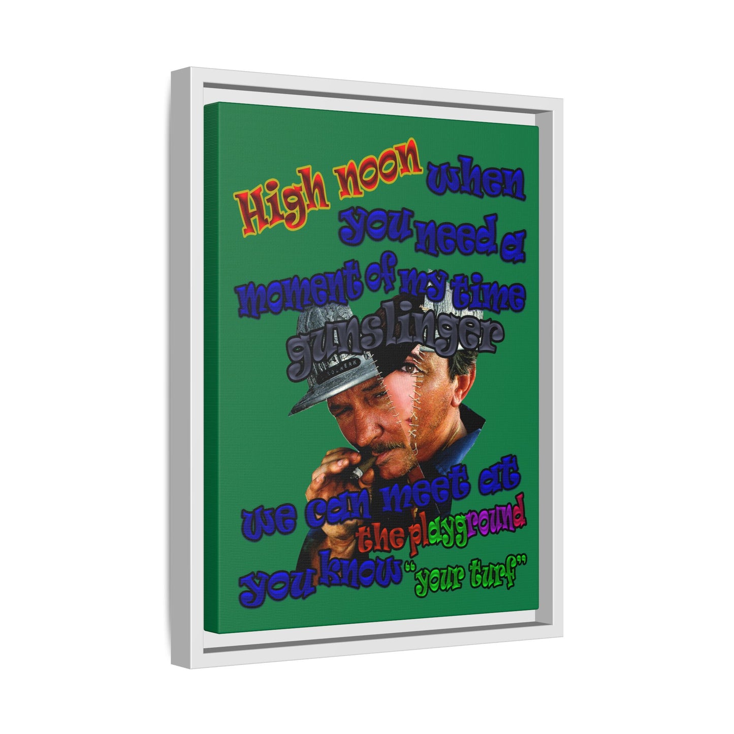 high noon - framed canvas art (dark green)