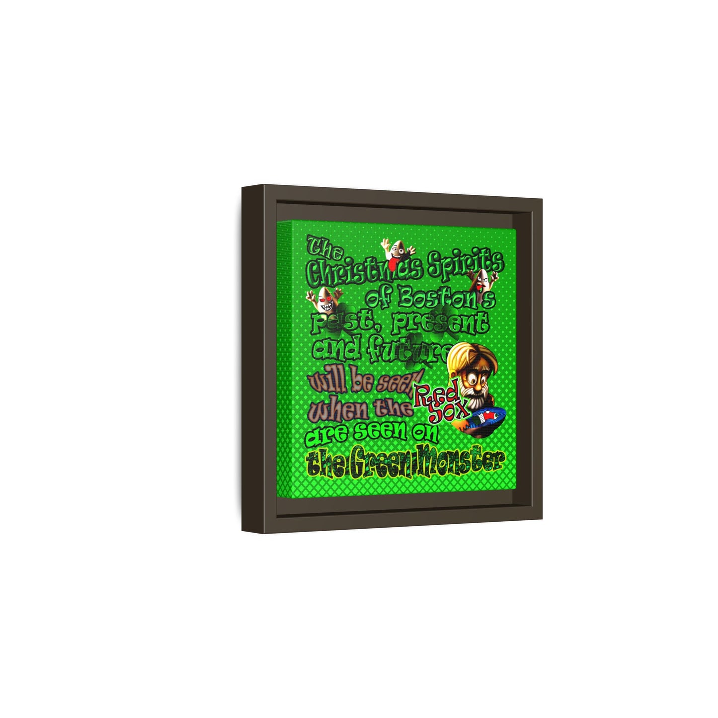 christmas spirits of boston - framed canvas art (logo green)