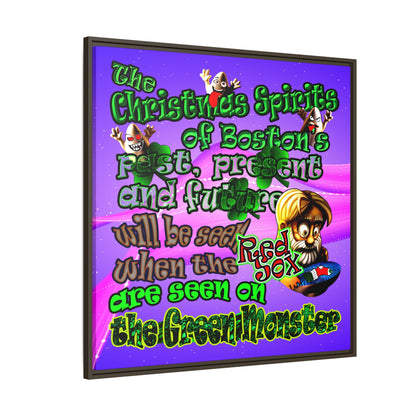christmas spirits of boston - framed canvas art (purple-pink wave)