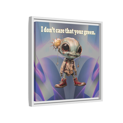 I don't care that your green - framed canvas art (grey-pink wave)