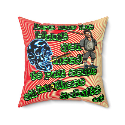 og - Faux Suede Square Pillow - (yellow-orange wave)