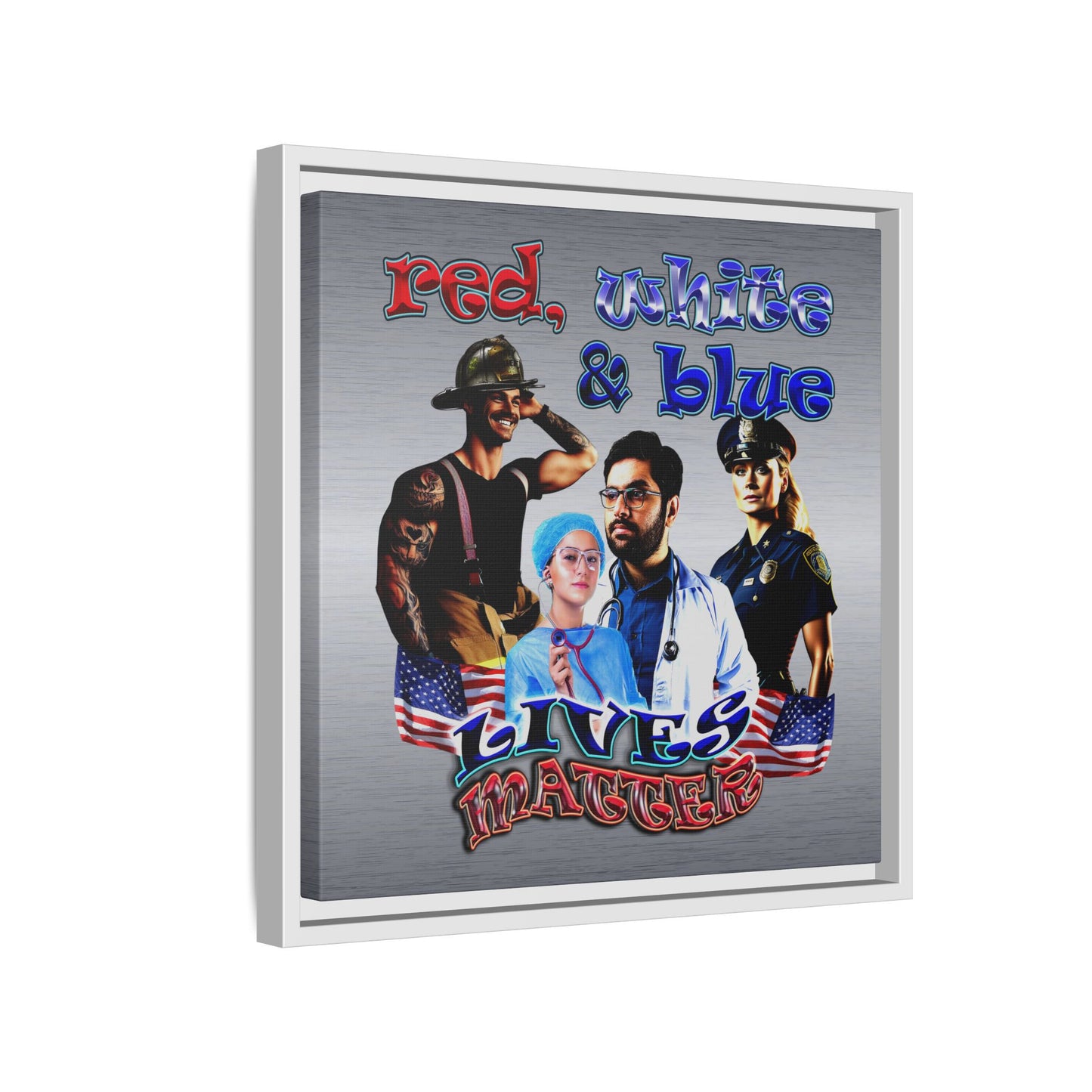rw&b lives matter - framed canvas art (brushed nickel)
