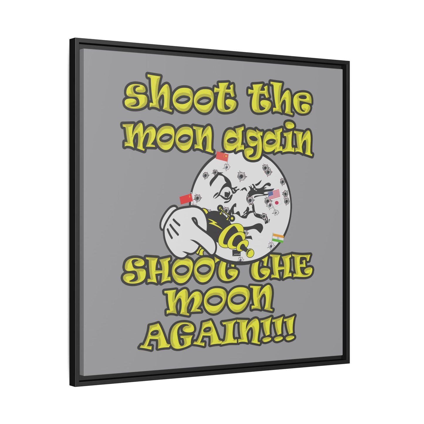 shoot the moon again - framed canvas art (grey)