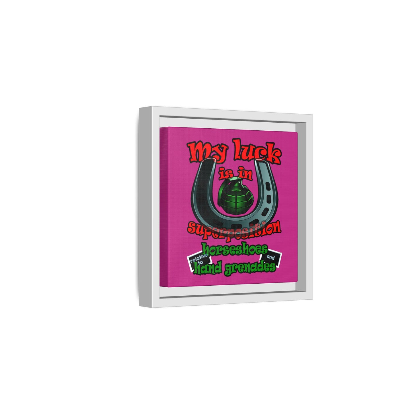 my luck - framed canvas art (pink)