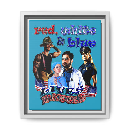 rw&b lives matter - framed canvas art (turquoise)