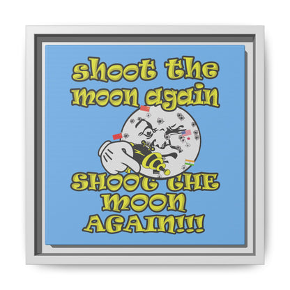shoot the moon again - framed canvas art (light blue)