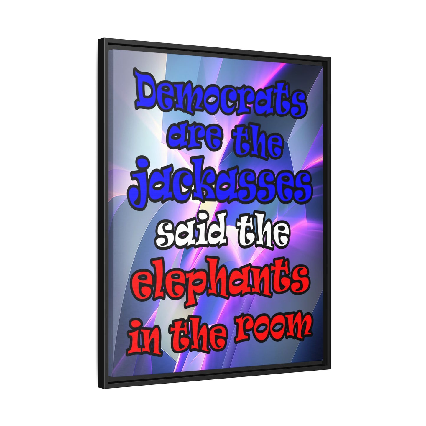 donkeys and elephants - framed canvas art (grey-pink wave)