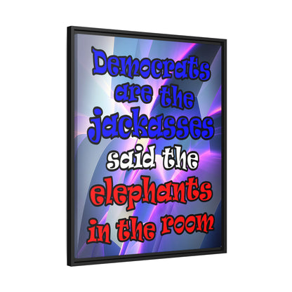 donkeys and elephants - framed canvas art (grey-pink wave)