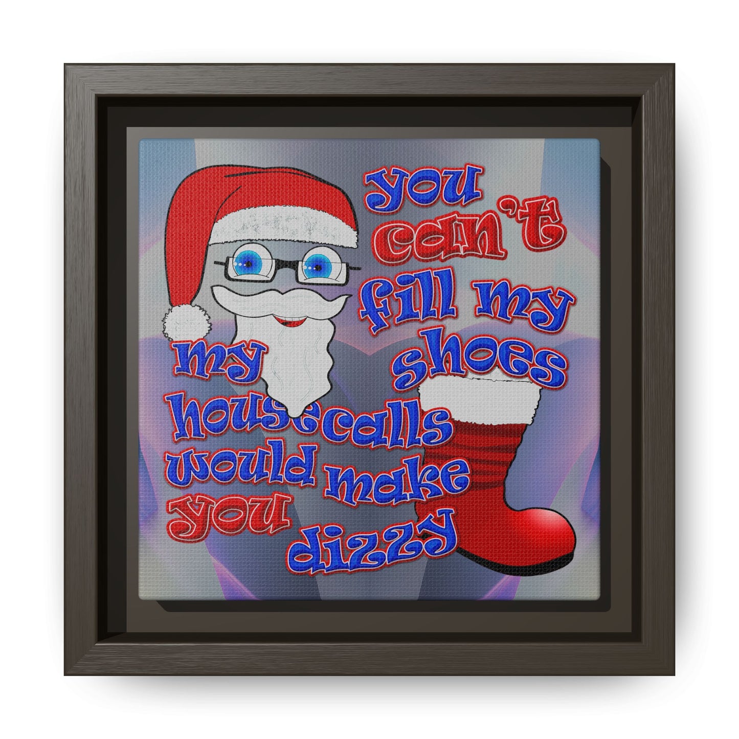 santa's shoes - framed canvas art (grey-pink wave)