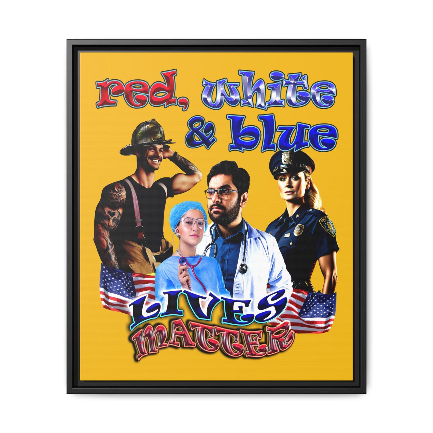 rw&b lives matter - framed canvas art (yellow)