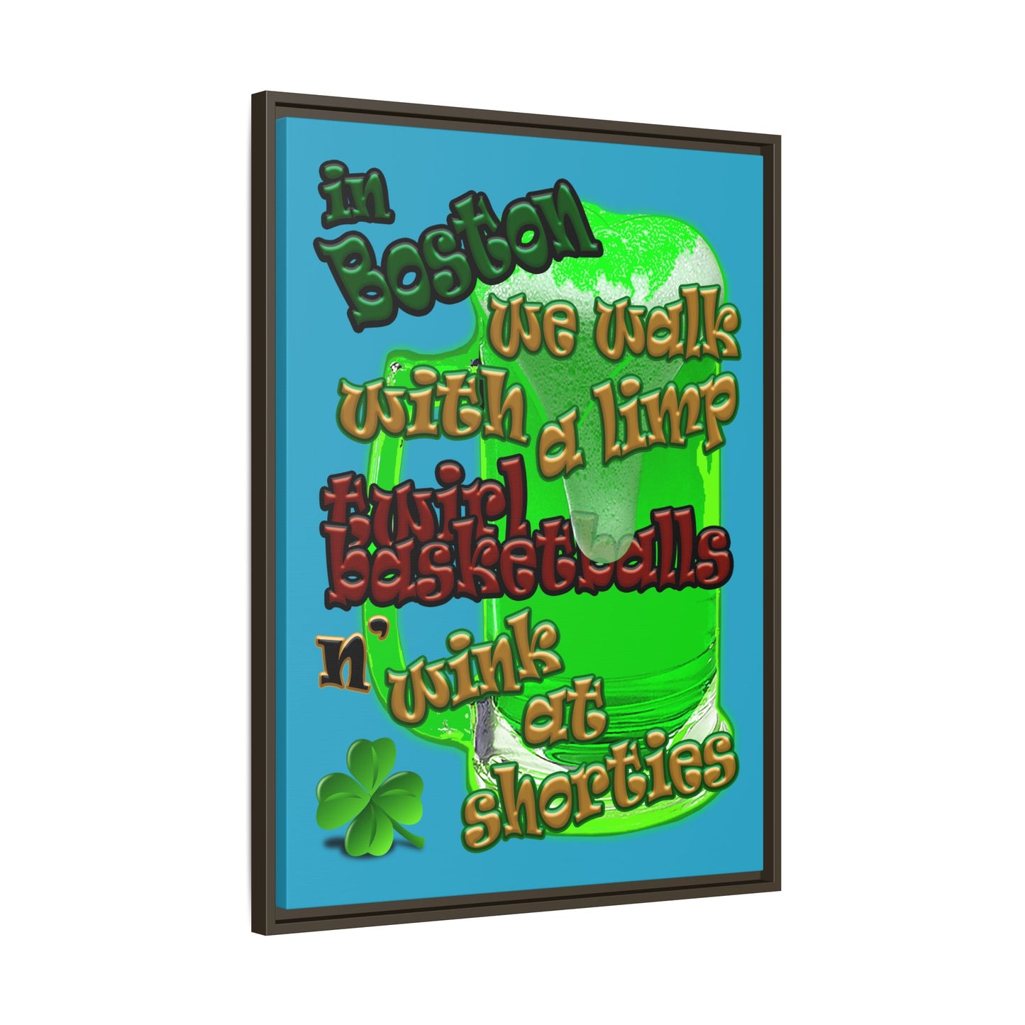 celtics logo - framed canvas art (turquoise)