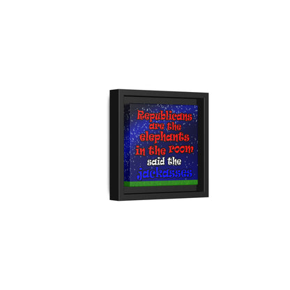 donkeys and elephants - framed canvas art ('snoops' background)