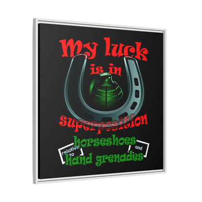 my luck - framed canvas art (black)