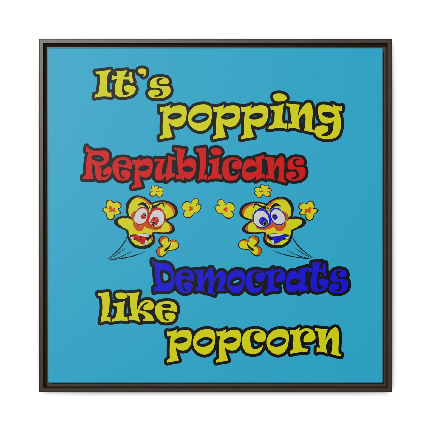 popping like popcorn - framed canvas art (turquoise)