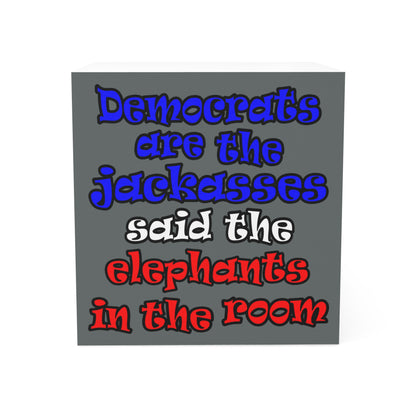 donkeys and elephants - note cube (dark grey)