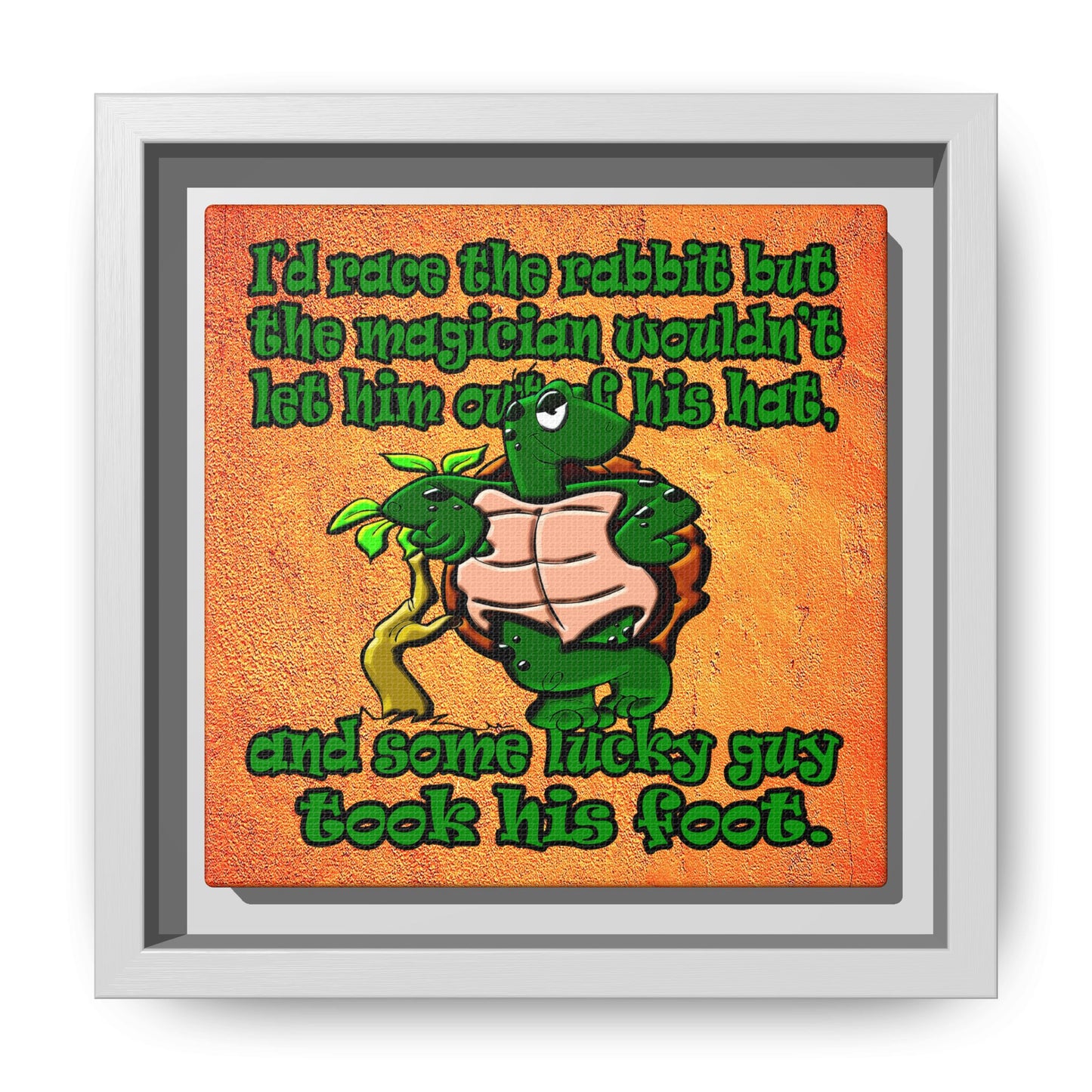 turtle race - framed canvas art (burnt orange)