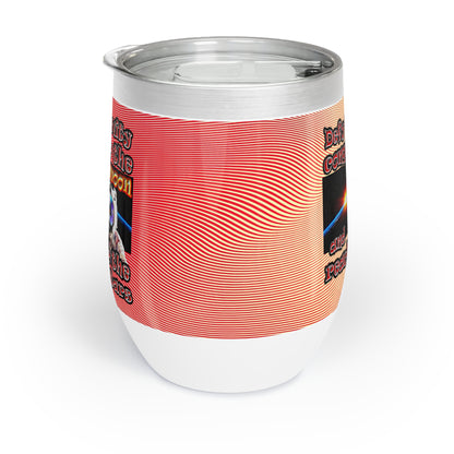 defy conquer reach - Chill Wine Tumbler (yellow-orange wave)