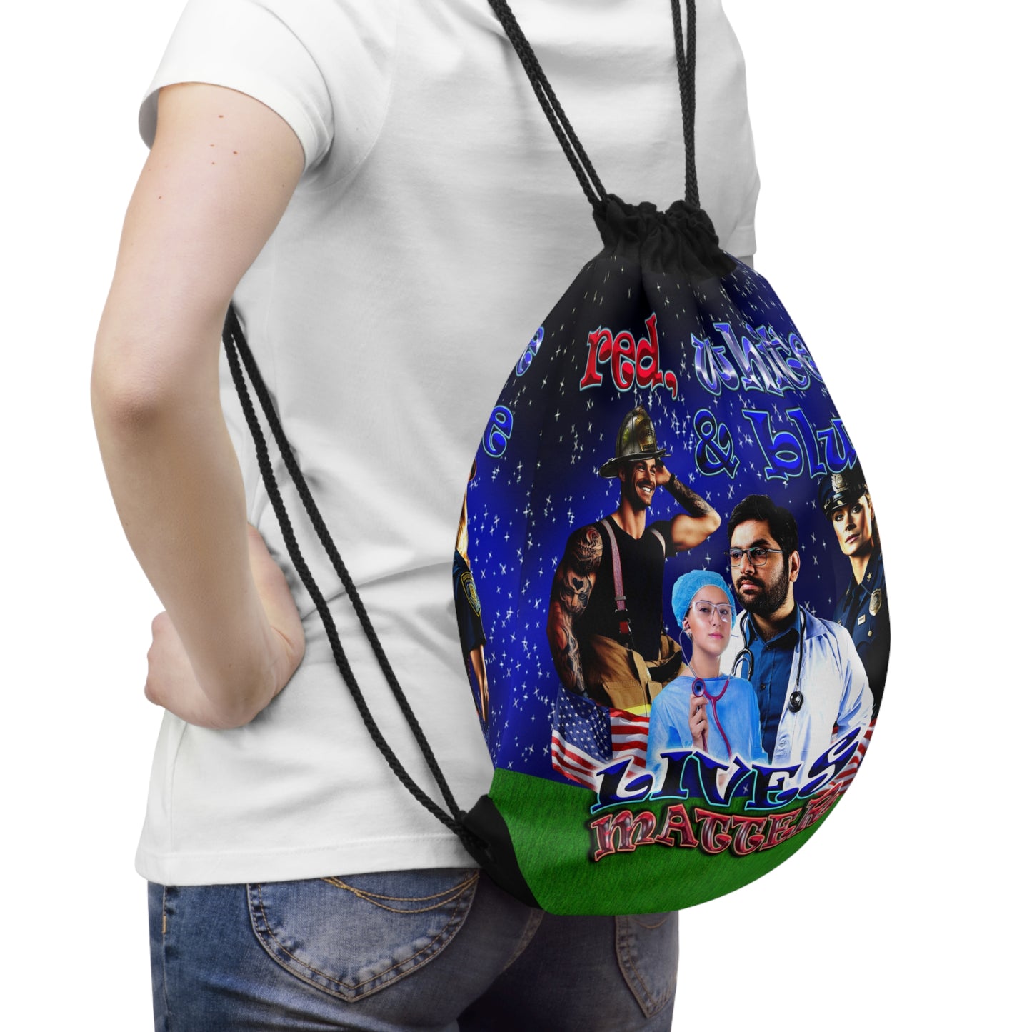 rw&b lives matter - Drawstring Bag ('snoops' background)