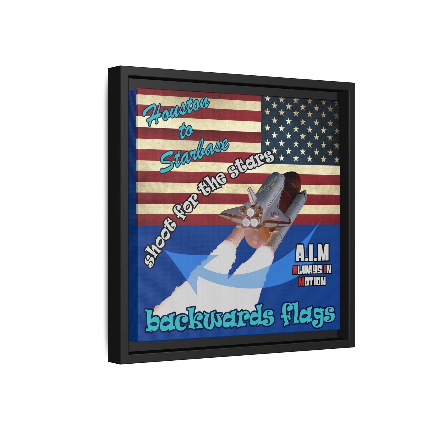 shoot for the stars - framed canvas art (dark blue)