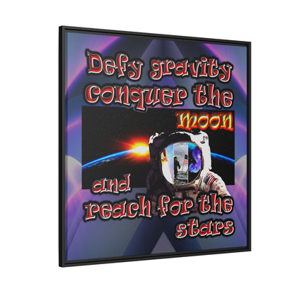 defy conquer reach - framed canvas art (grey-pink wave)