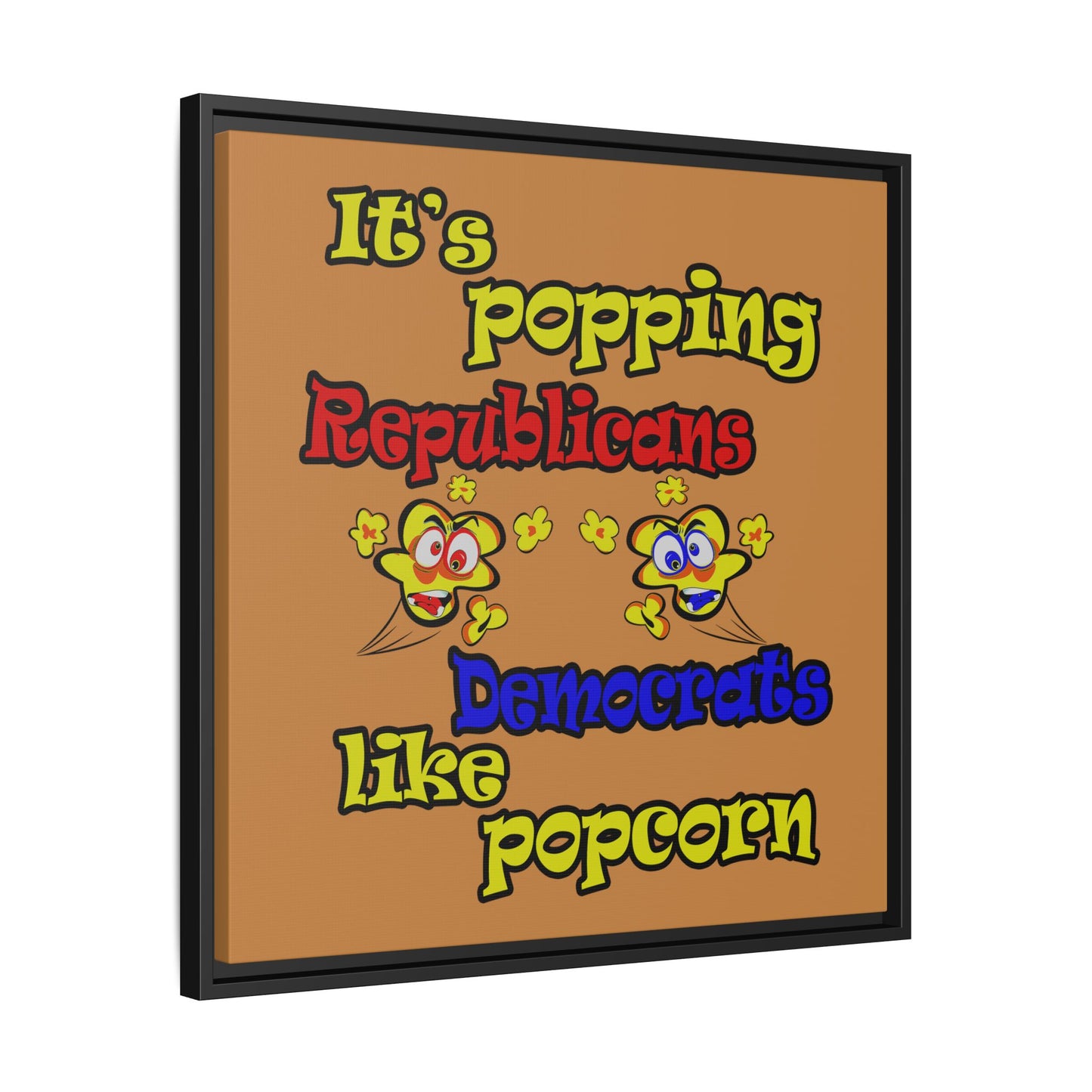 popping like popcorn - framed canvas art (light brown)