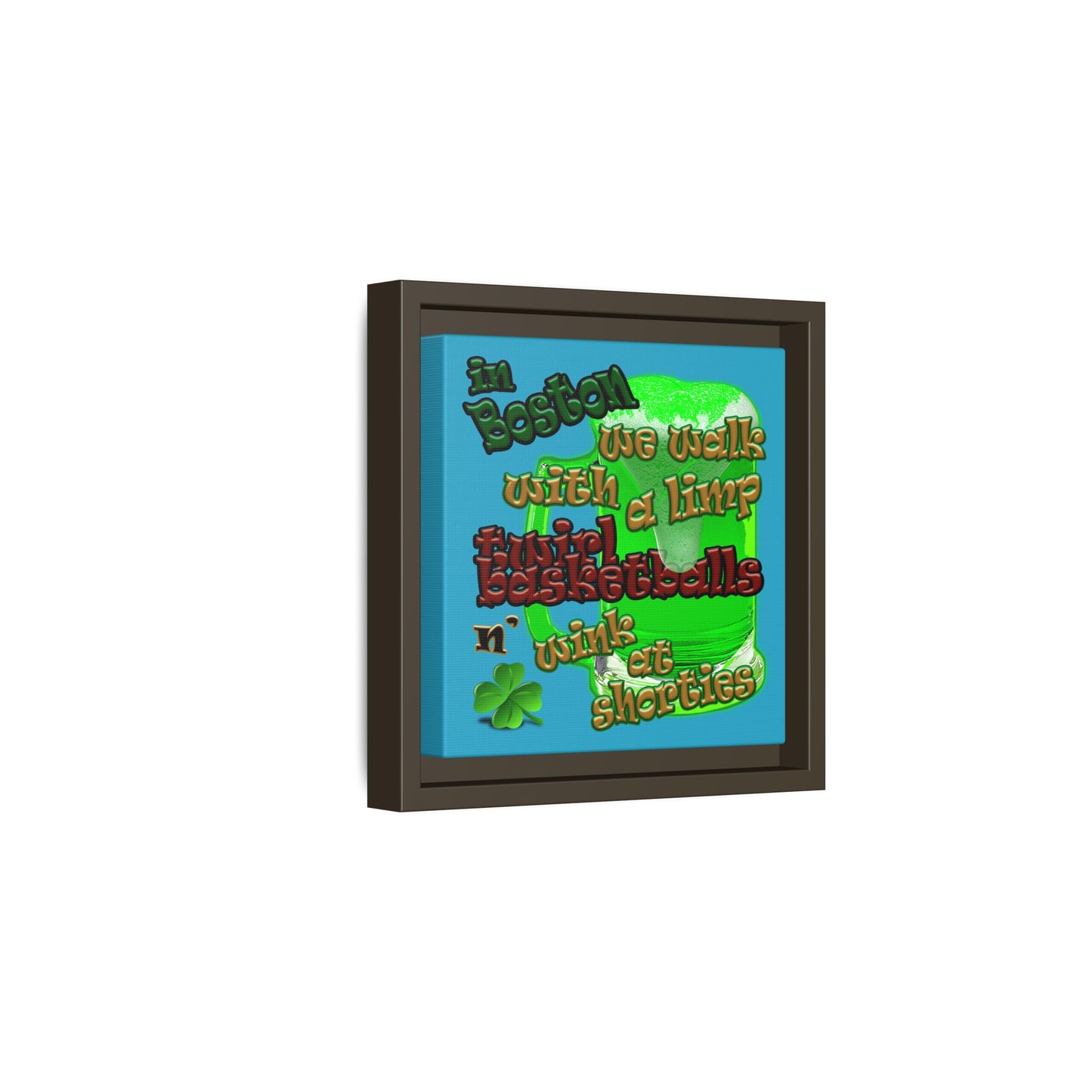 celtics logo - framed canvas art (turquoise)
