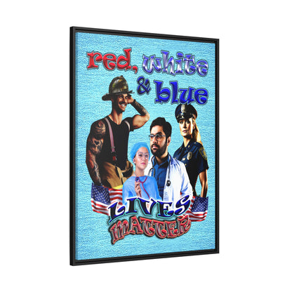 rw&b lives matter - framed canvas art (faded blue)