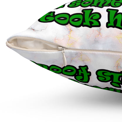turtle race - Spun Polyester Square Pillow - (white marble)