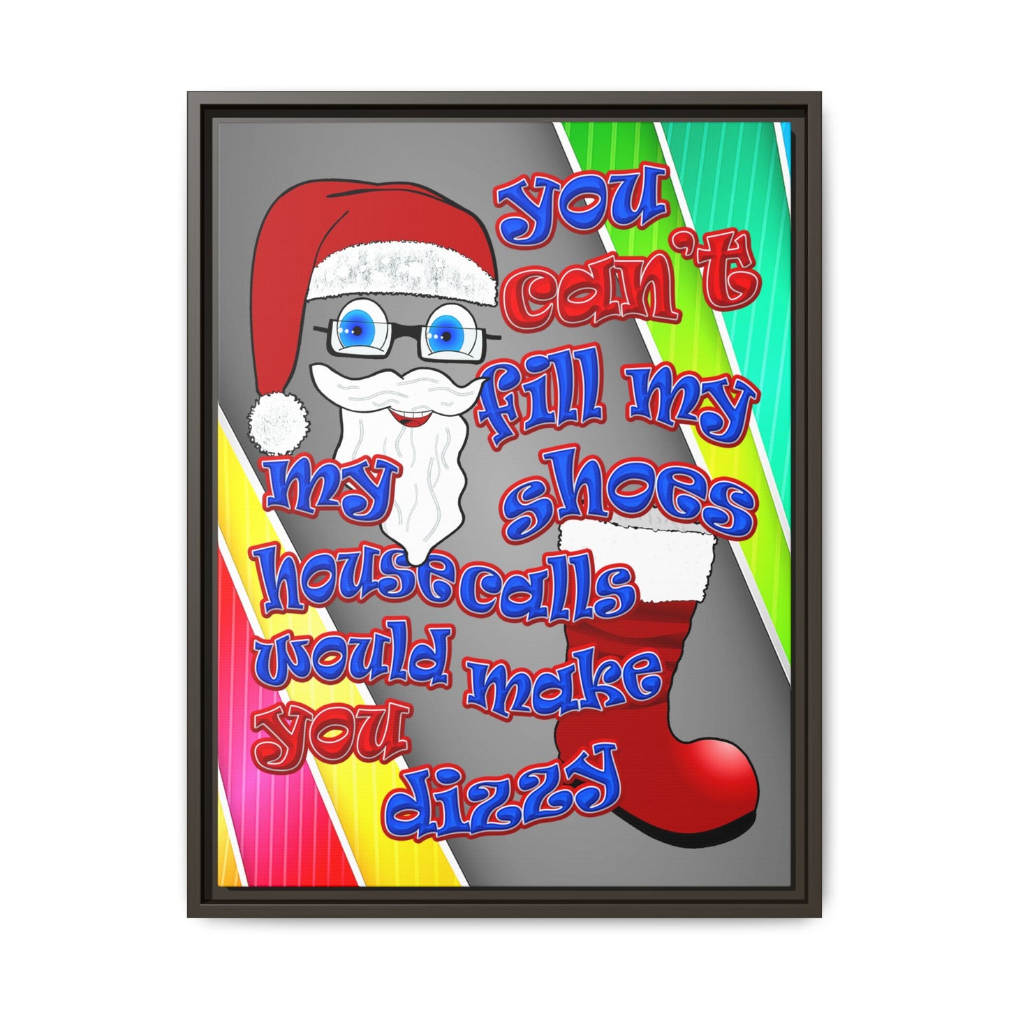 santa's shoes - framed canvas art (rainbow split)