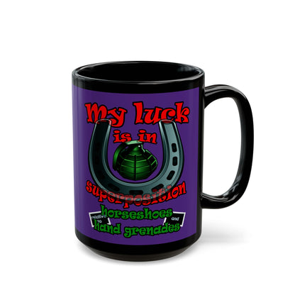 my luck - Black Mug (purple)