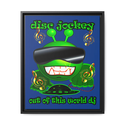 disc jockey - framed canvas art (dark blue)