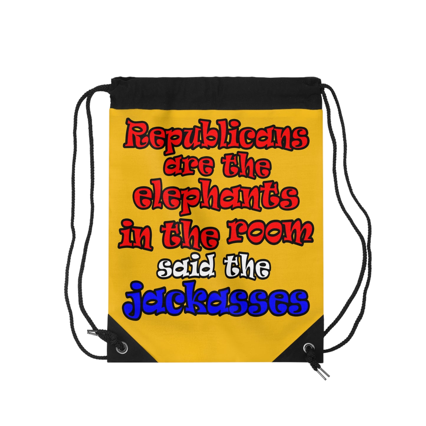 donkeys and elephants - Drawstring Bag (yellow)