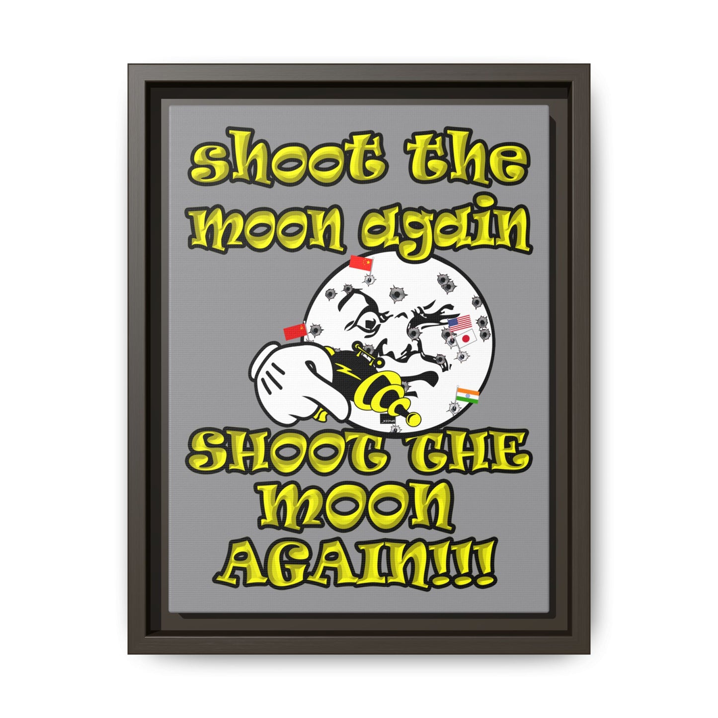 shoot the moon again - framed canvas art (grey)