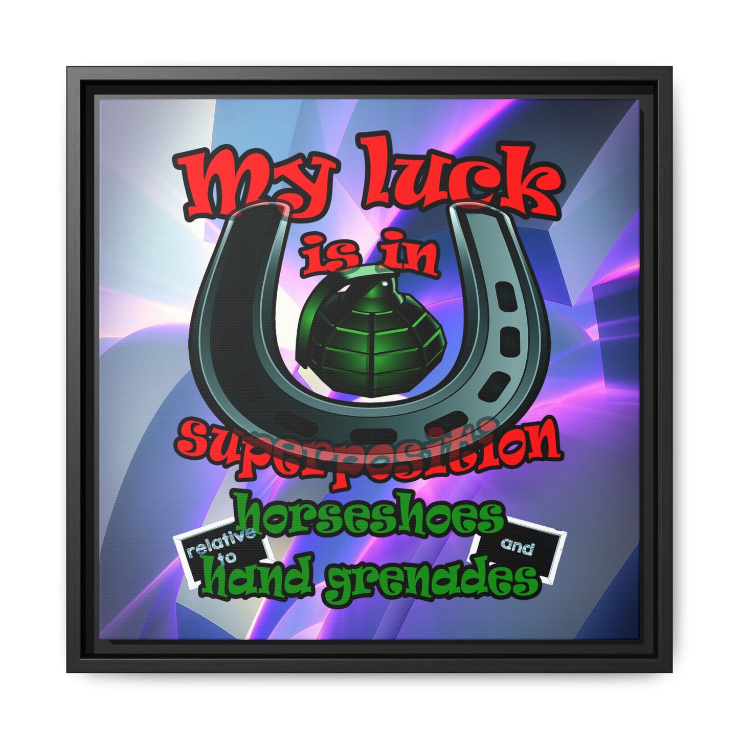 my luck - framed canvas art (grey-pink wave)