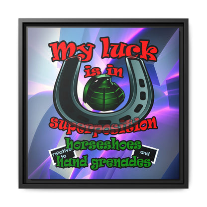 my luck - framed canvas art (grey-pink wave)