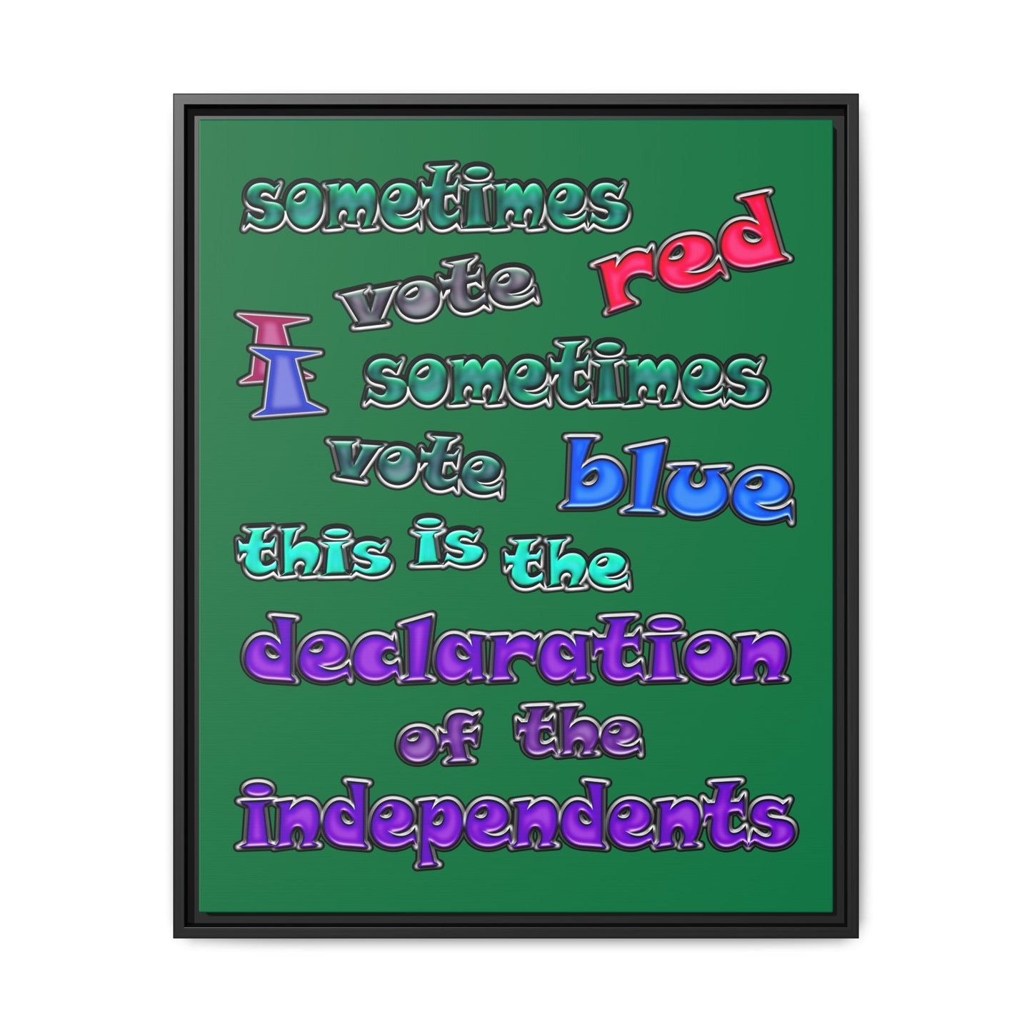 declaration of the independents - framed canvas art (dark green)