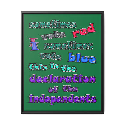 declaration of the independents - framed canvas art (dark green)
