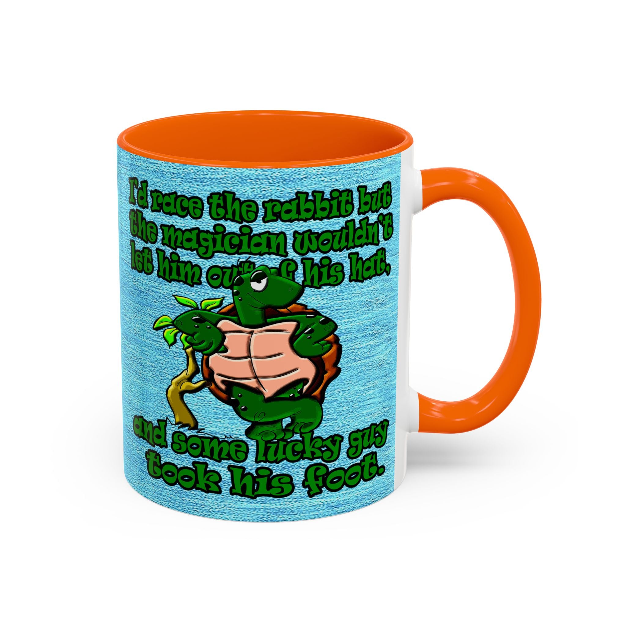 turtle race - Accent Mug (faded dark blue)