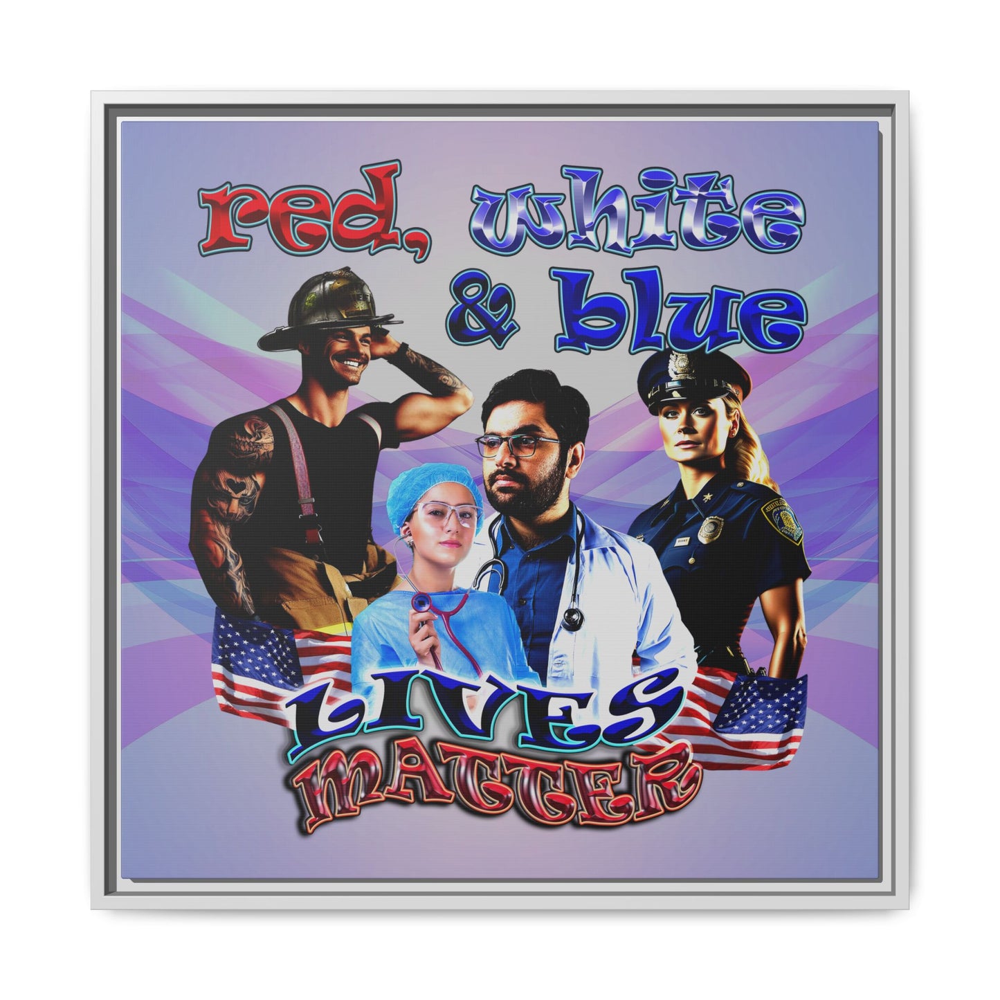 rw&b lives matter - framed canvas art (light blue-pink wave)