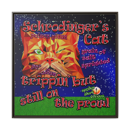 schrodinger's cat - framed canvas art ('snoops' background)