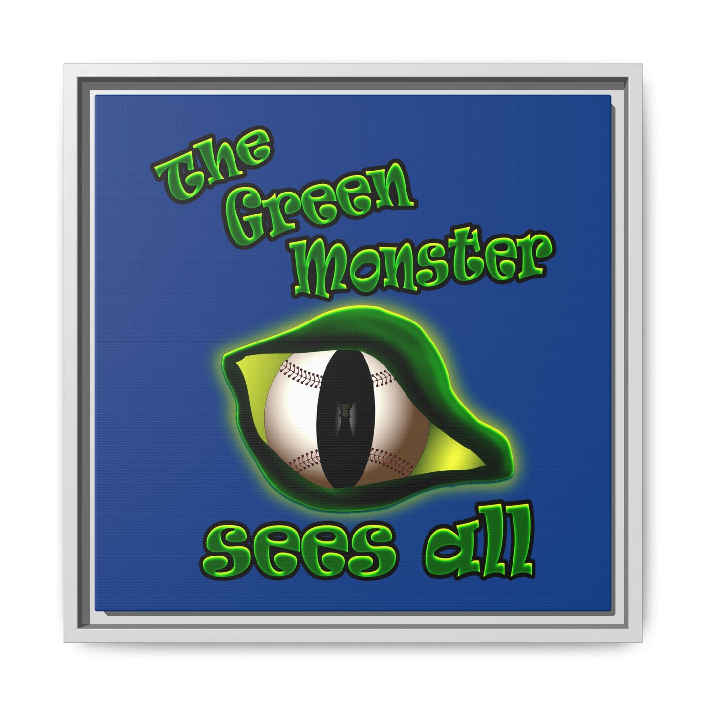 green monster - framed canvas art (dark blue)